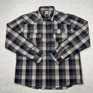 Volcom Workwear Button Up Shirt Plaid Blue Men's Size XL